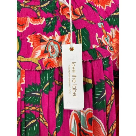 Love The Label Francesca Balloon Floral Top Women's Irena Berry Size: L NWT - Picture 5 of 11